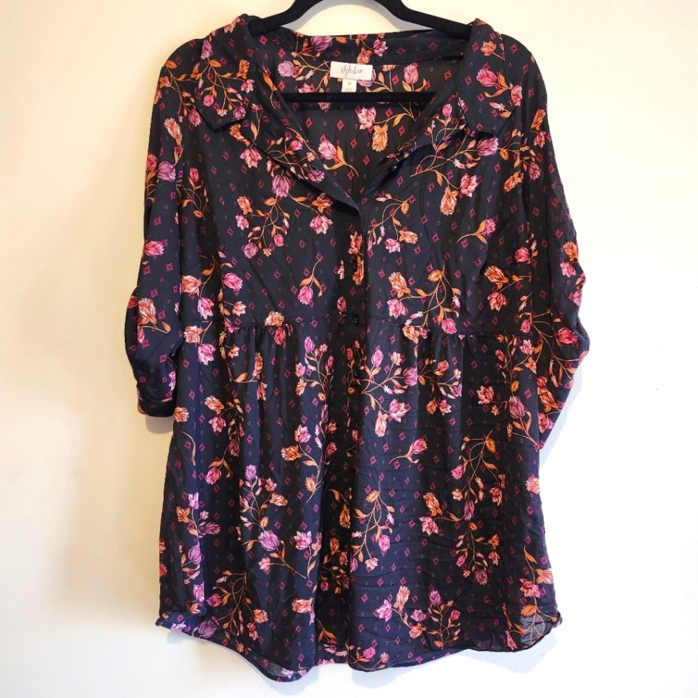 *4 for $30* Floral Black and Pink Women's Top